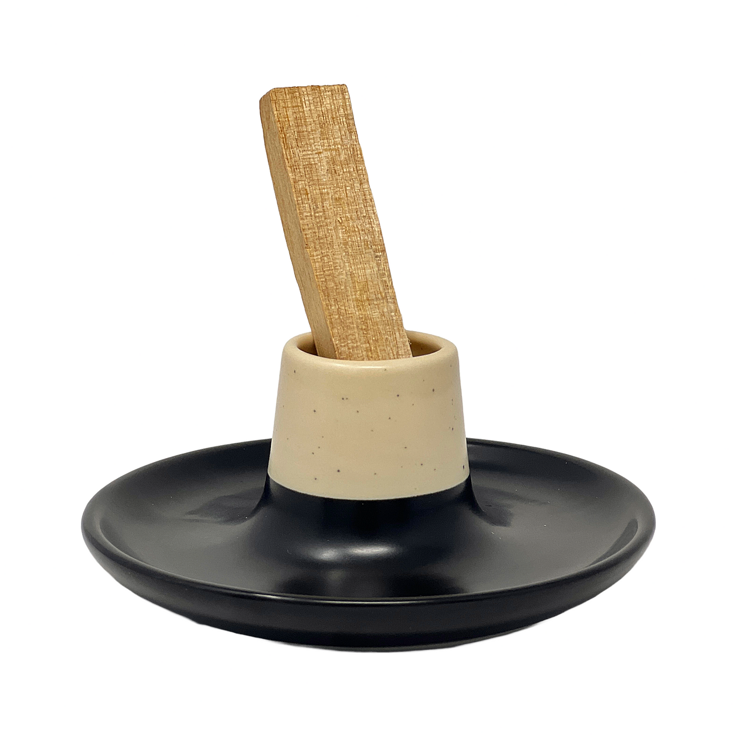 Palo Santo Ceramic Holder (Black and Cream)