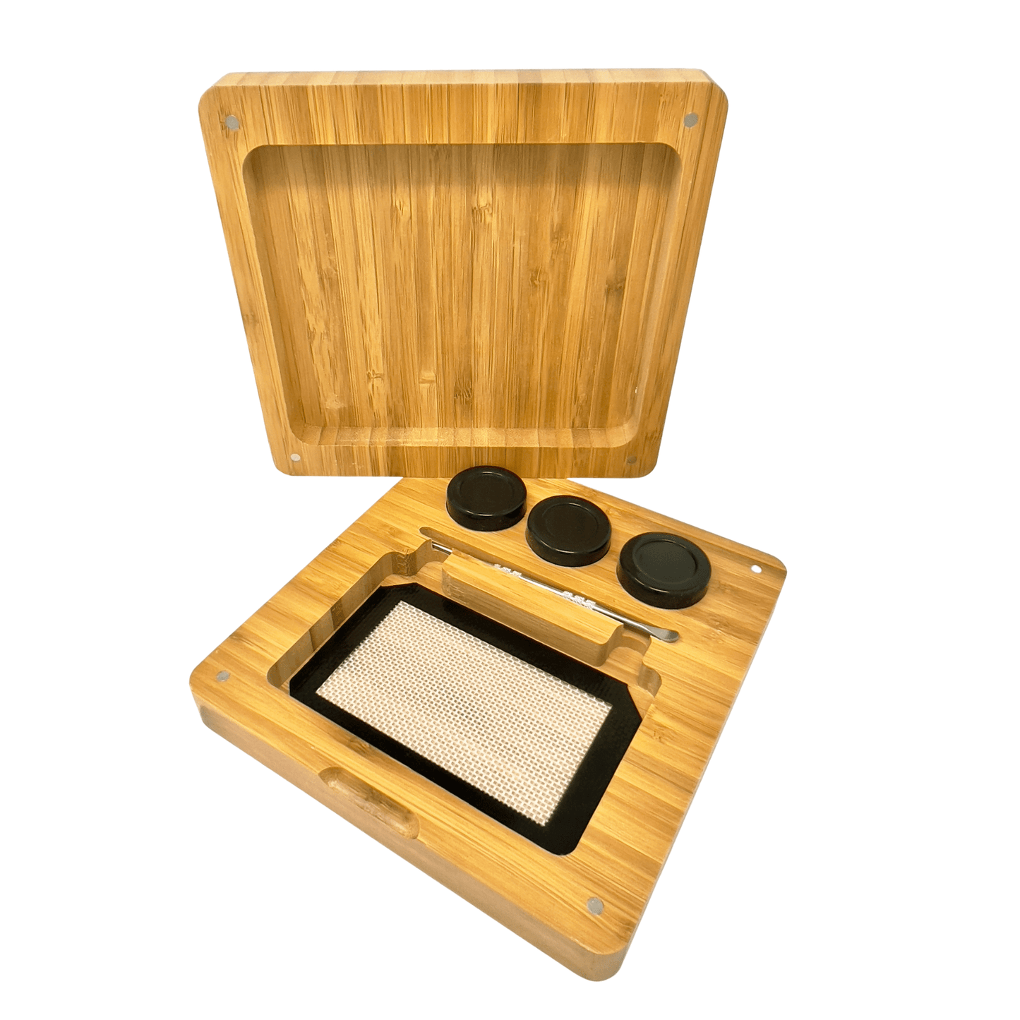 Dab Bamboo Storage Box Includes: Silicone Mat, Dabber and Jars