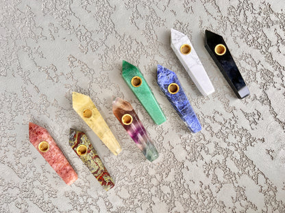 Obsidian Crystal Pipe CP-8 POINTED