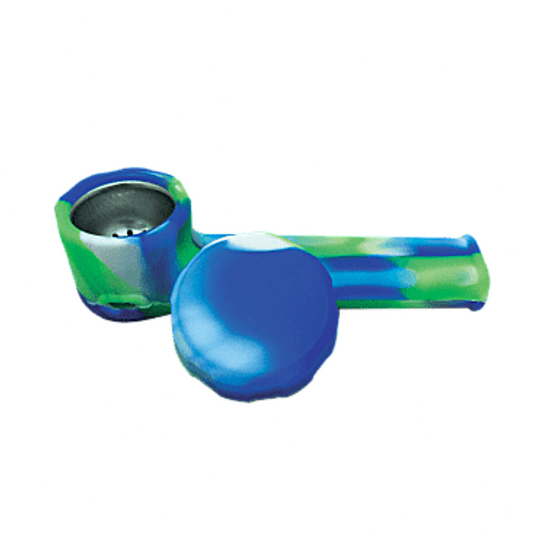 Silicone Pipe with Metal Bowl and Lid