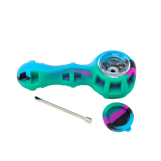 Silicone Pipe with Dabber and Jar