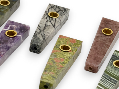 Green Zebra Jasper Crystal Pipe CP-20