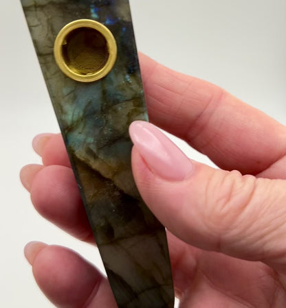 Green Zebra Jasper Crystal Pipe CP-20