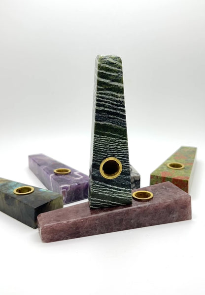 Spiderweb Jasper (Black Webstone) Crystal Pipe CP-21